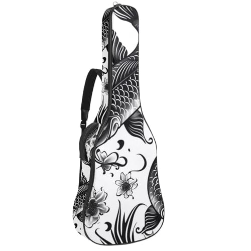 Housse de guitare acoustique à motif poisson japonais en tissu Oxford épais durable