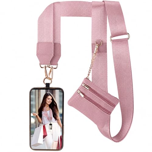 Image of XANGNIER Clip and Go Strap for Phone with Wallet Crossbody, Phone Strap with Zippered Wallet, Adjustable Anti Theft Cellphone Lanyard for Women, Cellphone Chain Accessories,Multicolor 26