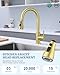 Kitchen Faucet Sprayer Head Replacement - with 15 Adapters Pull Down Faucet Spray Head, Pull Out Faucet Sprayer Nozzle, 3 Function Kitchen Tap Spray Spout Part Connector, Brushed Gold