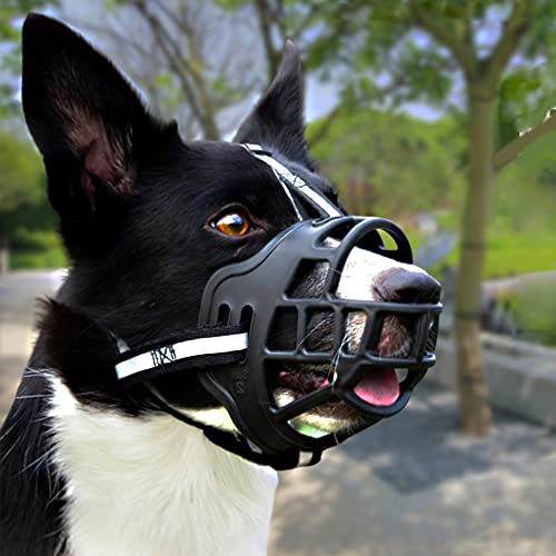Maulkorb für Große Hunde, FainFun Silikon Maulkorb Mittlere Hunde, Hundemaulkorb Stoff, Verstellbare Schlaufe, Verhindert Bellen, Beißen und Kauen(L)
