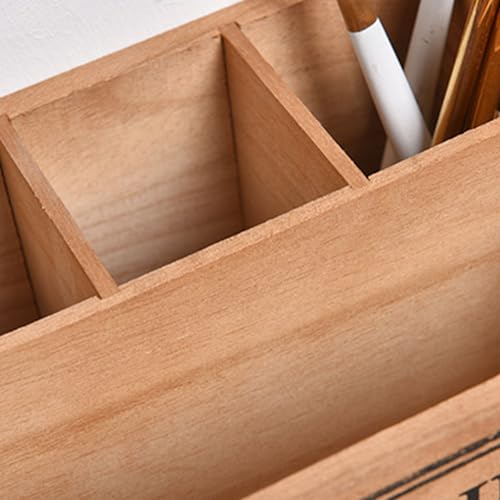 Organizador rectangular de madera caja de almacenamiento resistente para cubiertos 4