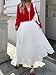 Mieazom Women's Maxi Tulle Skirts Elegant Tiered A-Line Flowy Long Skirt Fashion Elastic High Waisted Fall Winter Dress White L