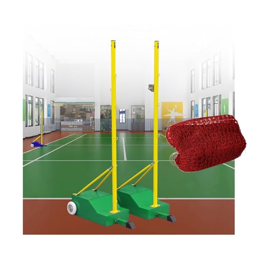 LVLDAWA Badminton Net Stand, Portable 1.55M Volleyball Net Frame Poles with Replacement Netting Heavy Duty Volleyball Net Set with Wheels for Court, Beach(Green)