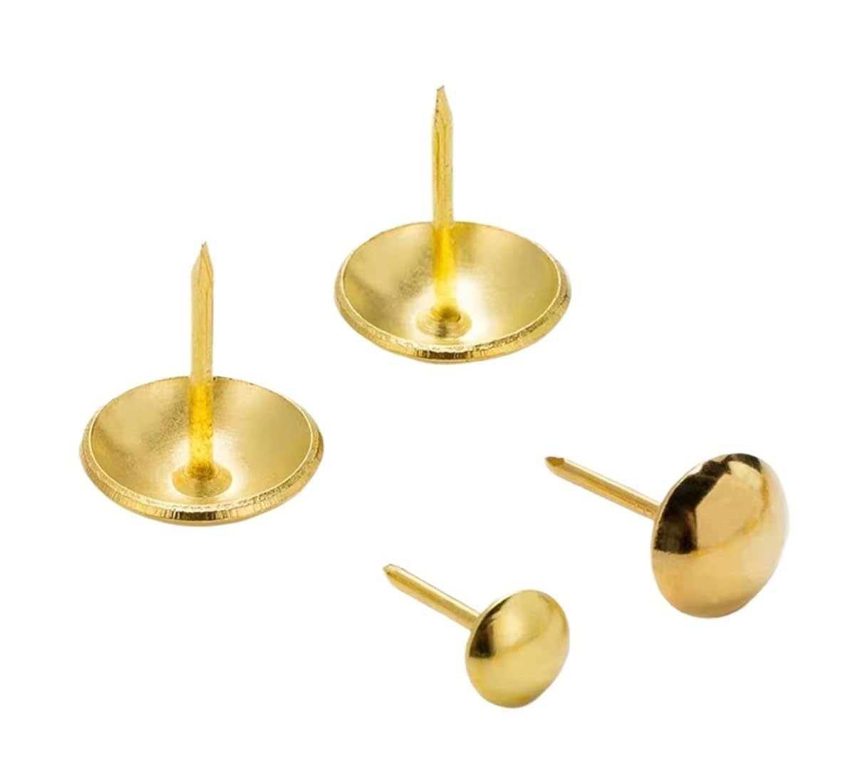Lot de 100 punaises dorées pour tapisserie, canapé, boîte à bijoux, punaises et attaches de porte, 14 mm pour projets d'artisanat