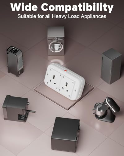 Image of FEDUS Heavy Duty Extension Board 16amp 3000 Watts Heavy Load Capacity Electric Power Extension 2 Socket Cord Strip, 1 Meter Cable for Microwave Oven,EV Charger Charging,Iron Press, Induction Stove,AC