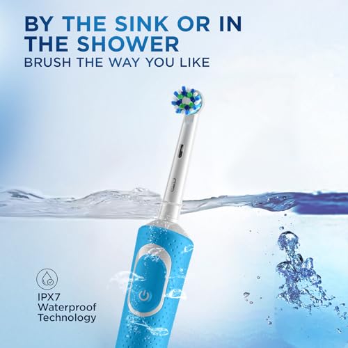Oral-B Vitality Rechargeable Rotating Electric Toothbrush for Adults,2 Brushing Modes (Daily & Sensitive),2 Min Timer with Quadpacer,2 Year Warranty by,IPX7 Water Resistant,Round Brush Head (Blue,1)