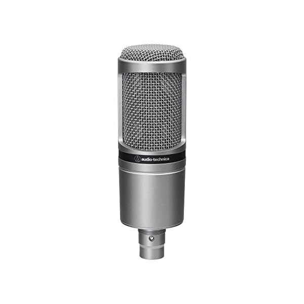 Audio-Technica AT2020 Microphone cardioïde à électret (connexion XLR) pour la voix off, le podcasting, le streaming et l’enregistrement Métallique
