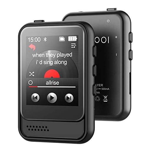 MP3-Player mit Bluetooth 5.3, tragbarer Musik-Player mit FM-Radio, Diktiergerät, Micro-SD-Slot, Lautsprecher, Kopfhörer inklusive, Touchscreen, max. 512GB erweiterbar