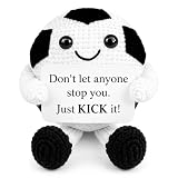 Soccer Ball Gift for Coach Dad Men Boys Girls, Handmade Positive Soccer Plush with Encouragement Card, Cute Match Season Gift for Players Fans Team Lovers, Desk Car Room Decor for Birthday Game Day