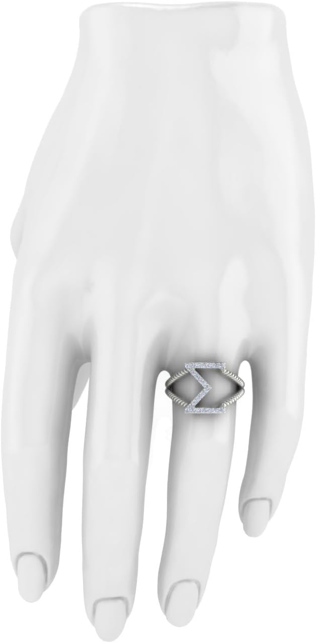 Sigma Gamma Rho Rings for Women,Sterling Silver Horizontal Letter Ring for Women with White Cubic Zirconia(R001-White,Size 10)