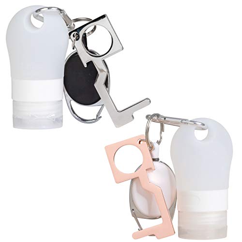 CVO & CO. Portable hand sanitizer holder, hand sanitizer holder keychain, keychain hand sanitizer with touchless door opener, Door opener tool (1.3 FL. OZ, 2-Pack)
