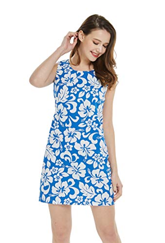 Image of Matchable Couple Hawaiian Luau Men Shirt or Women Tank Dress in Classic Vintage Hibiscus
