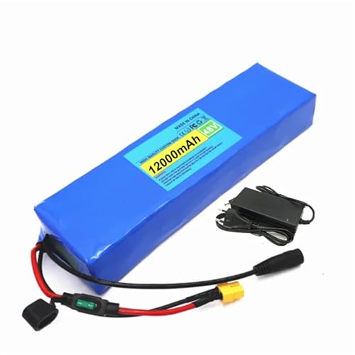 KOQAWSC Batería de Bicicleta eléctrica de 48V 12Ah, batería de Litio de 48V 13S2P, con Fusible de 30A + Cargador de 54,6V, for Kit de conversión de Bicicleta eléctrica de 150W-750W