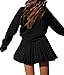 Jenisso Women's 2 Piece Outfits Turtleneck Long Sleeve Oversized Pullover Sweaters And Pleated Mini Skirt Two Piece Sets
