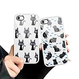 Zrutru 2 Pack Cute Black Cat Phone Cases for iPhone SE 2020/SE 2022/7/8 Cartoon Cute Black Cat for Women Girls Boys Scratch Resistant Shockproof Funda for iPhone 7 4.7 Inch