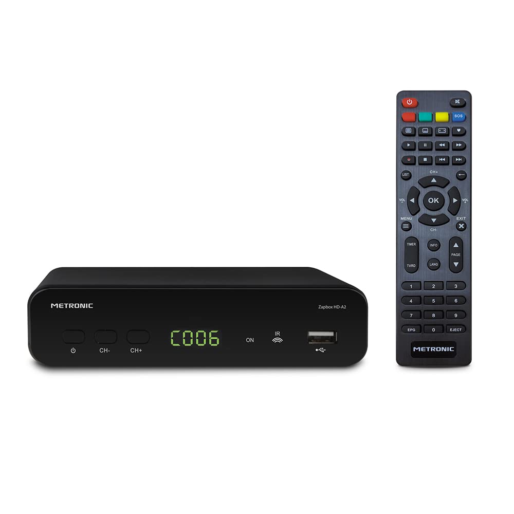 Metronic Décodeur TNT HD pour TV - HDMI, Péritel Démodulateur, Récepteur, Adaptateur, Tuner pour Antenne TNT - Enregistreur Via USB - 441658