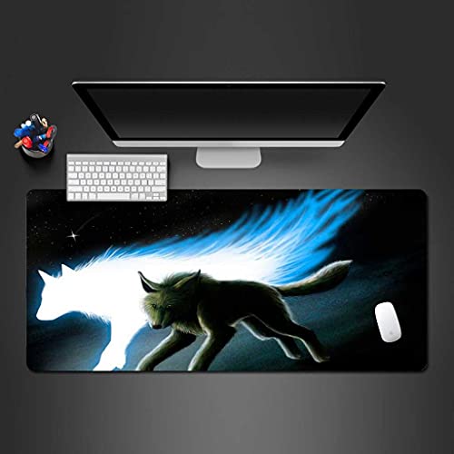 Tapis de souris XXL loup pour éviter les douleurs au poignet sur PC gamer