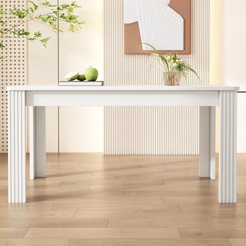 Shye Mesa de Comedor Moderna Contemporánea - Rectangular en Madera de Roble Con Cuatro Patas, Para Café y Ocio