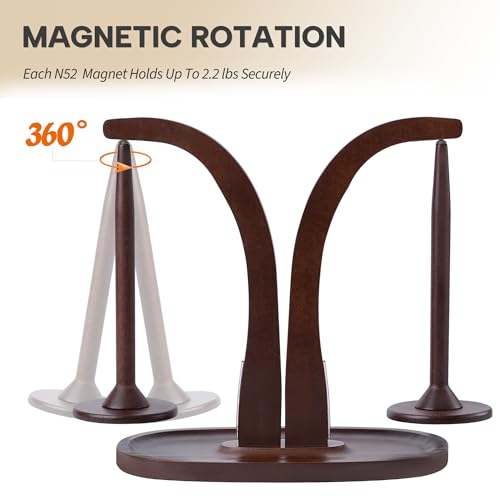 Image of Rose and burlap Strong Magnetic Holds 2.2 lbs Yarn Holder Double (Walnut) | N52 Magnets; Tray Design for storage; Silicone Pads For silence