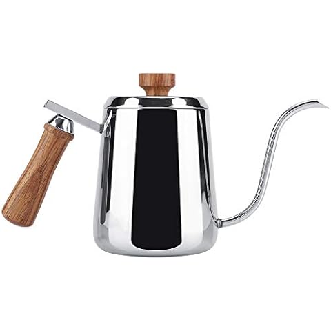 Gooseneck Kettle - 304 Pour Over Coffee Kettle Stainless Steel Wooden Handle Drip Coffee Pot Long Gooseneck,350ml / 600ml (Size : 350ml) Cover