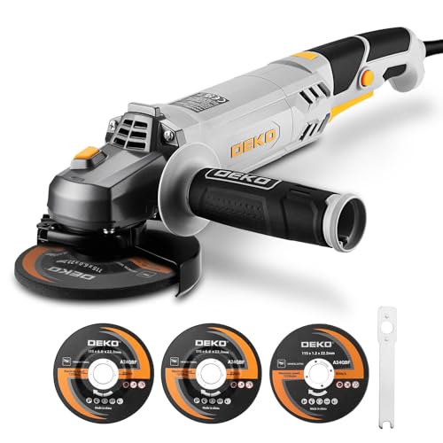 Image of Angle Grinder: DEKOPRO 900W 115mm Corded Electric Grinder with Long Handle Includes 2 Grinding and 1 Cutting Discs for Cutting,Polishing and Grinding Long Handle