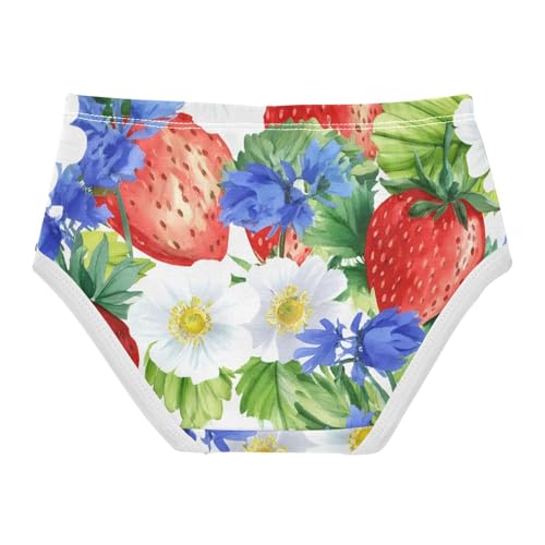 Painted Strawberries Wildflowers Girl Panties Cute Toddler Girls Underwear Cotton Bright Briefs Kids Undies 2t2
