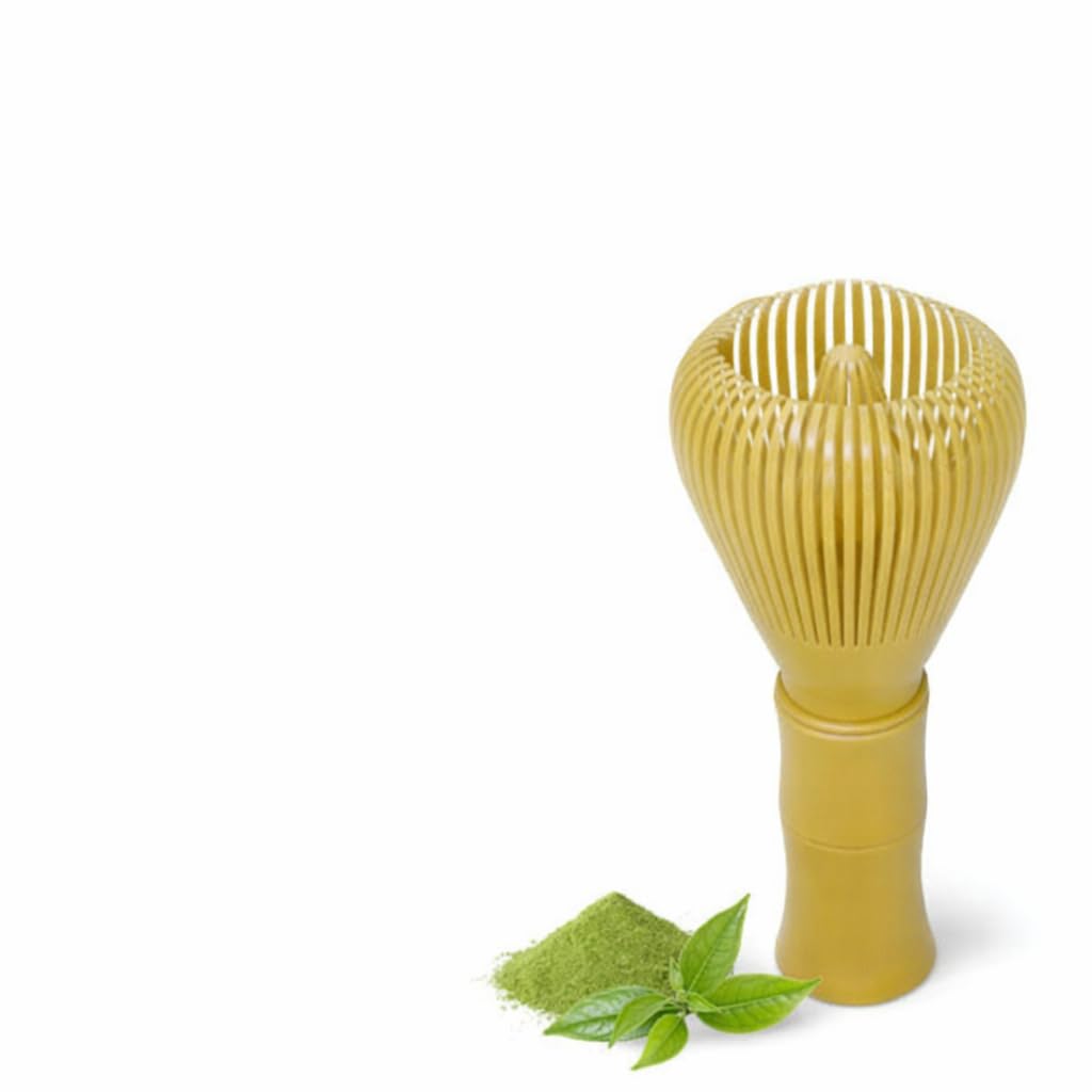 Matcha Whisk, Reusable Dishwasher-Safe Tea Whisk for Matcha, Traditional Handcrafted Japanese Matcha Tea Mixer Brush Mixing Tool for Frothy Matcha Tea Ceremony, Perfect Matcha Lattes-Yellow