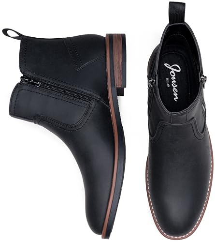 Jousen Mens Chukka Boots Side Zipper Causal Pull On Dress Boots For Men2