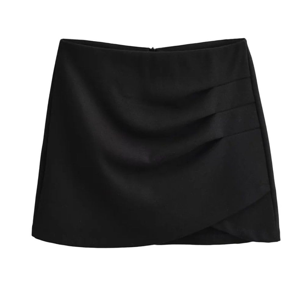 SWEPER Jupe Courte Femme - Jupe Fine en Laine pour Femmes, Mini Jupe Taille Haute avec Plis Décoratifs, Fermeture Éclair Au Dos, Mode Printemps