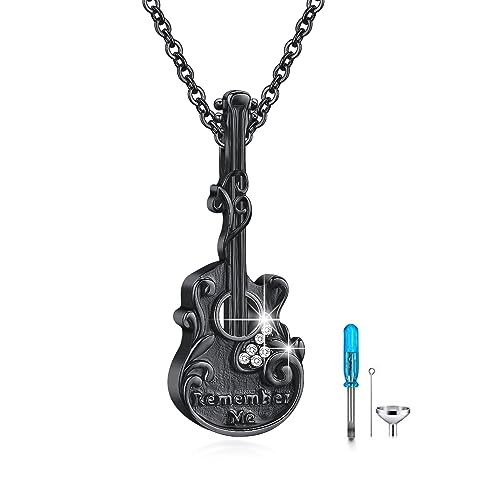 Collier urne guitare en argent sterling pour mémorial musical