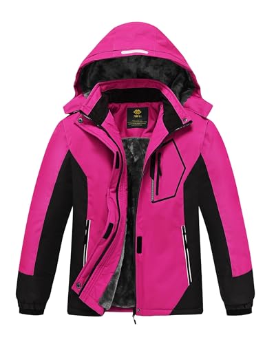 MoFiz Chaquetas Niña Invierno Chaqueta de Esquí Nina Chaqueta Ski Junior Abrigos Invierno Ski Jacket con Capucha Rosa L