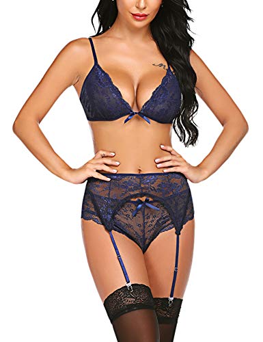image for Avidlove Women Lace Lingerie Set with Garter Belts Strap Babydoll Bral