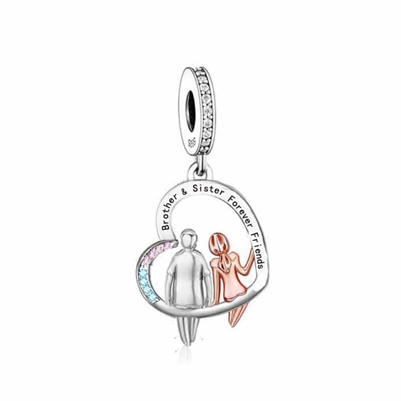 Pendentif en forme de cœur en argent sterling 925 pour maman, sœur, fille, coureur, paresseux, hibou, crucifix, croix, foi, Jésus, or rose, compatible avec les bracelets à breloques Pandora Moments
