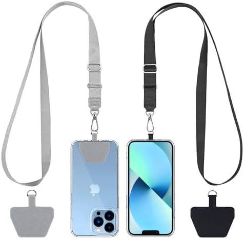 CACOE Universal Mobile Phone Chain 2 Packs - 2 x Adjustable Collar Lanyard, 2 x Durable Patches, Lanyard Mobile Phone Neck Strap Compatible with Most Smartphones