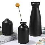 Zaxiva 3 Jarron de Cerámica Negro, Decoración Mesa Comedor Pequeña