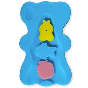 HALLO Soft Infant Bath Sponge Skid Proof Baby Bath Mat Newborn Odor Free (Blue)