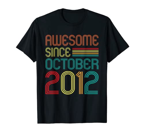 Awesome Since October 2012 Retro 10th Birthday 10 Years Old Camiseta