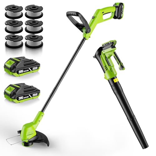 Cordless Trimmer & Blower Combo 2.0Ah Battery, 650CFM/200MPH