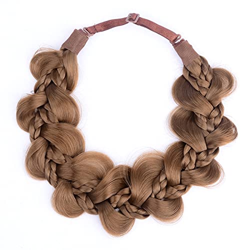 Diguan Kinky Synthetic Hair Braided Headband Wide Hairpiece Women Girl Beauty Accessory (8-Medium Brown) #TOP8