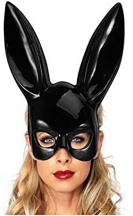 TVP Masquerade Rabbit Mask Rabbit Ears Mask Women's Costume Masks for Masquerade Ball, Simply Gorgeous! Shiny Black