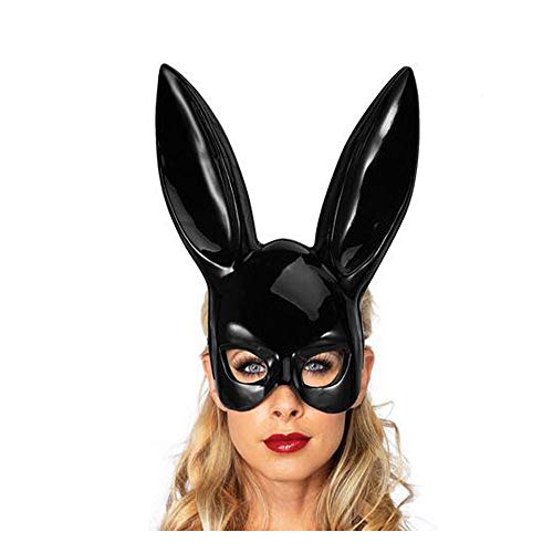 Masquerade Rabbit Mask Bunny Mask Rabbit Ear Mask Women's Costume Masks for Masquerade Ball, Simply Gorgeous! (Bunny Ears) ShinyBlack
