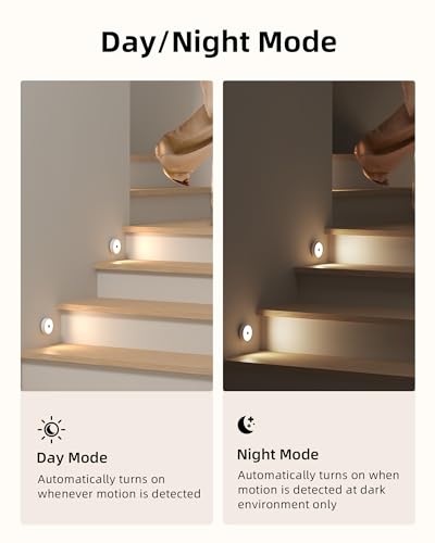 EZVALO Under Cabinet Lights, 2 Color Temps Motion Sensor Puck Lights, 1200mAh Rechargeable Puck Lights, Group Control LED Closet Lihgts, Dimmable Under Counter Lights for Kitchen, Cabinet (3 Pack)