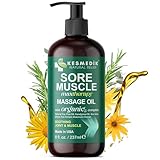 Sore Muscle Massage Oil for Massage Therapy with Arnica, Eucalyptus & Tea Tree Oil Blend for Deep Muscle Relief, Recovery, Softens Skin & Anti-Cellulite Massage for Professional & Home Use.
