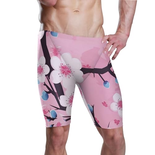 Pink Cherry Blossoms Swim Jammers for Men Athletic Durable S B0401899