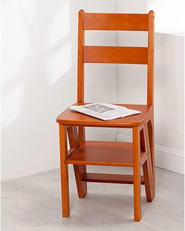 Teak Wooden Folding Multifunctional 2 in 1 Lightweight Portable Step Stool for Library | Home Décor | | Solid Wood Convertible Step Stool 47 * 36 * 89 CM |-image-35