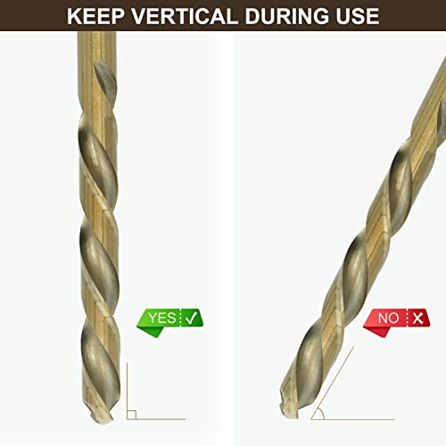 Behappy 29Pcs Cobalt Drill Bit Set, M35 High Speed Steel Metal Drill Bit Set, Twist Jobber Drill Bit Set For Hardened Metal, Stainless Steel, Wood, Cast Iron, Wood With Indexed Rose Case, 1/16"-1/2" #TOP5