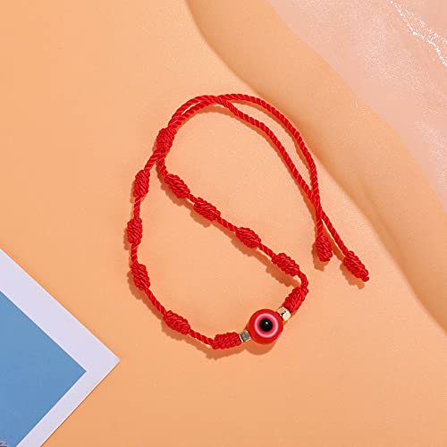 Image of Caiyao Evil Eye Bracelet - Handmade Adjustable Red Black String Knot Lucky Kabbalah Protection Bracelet