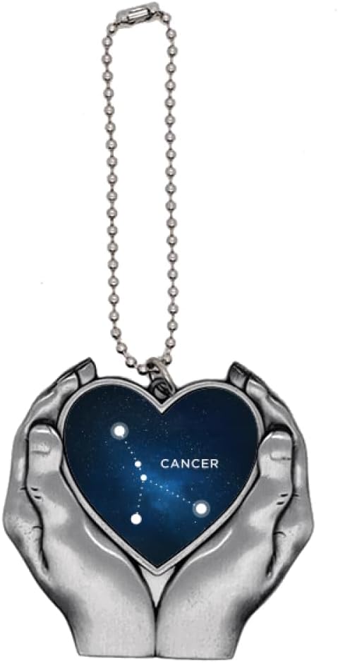 Cancer Constellation Zodiac Sign Car Keychain Heart Pendant Ornament Charm