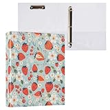 ALAZA Strawberry Blossom Blue 3 Ring Binder Holds of 200 Sheets Fits Letter Sized Paper D-Ring Organizer for School Home Work Office 1 Pack