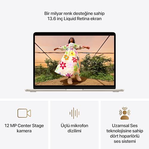 Apple M5 çipli 13 inç MacBook Air Laptop: 13.6 inç Liquid Retina Ekran, 10 CPU, 8 GPU, 16GB Birleşik Bellek, 512 GB SSD Depolama, 12 MP Center Stage Kamera, Touch ID; Yıldız Işığı - Görsel 4